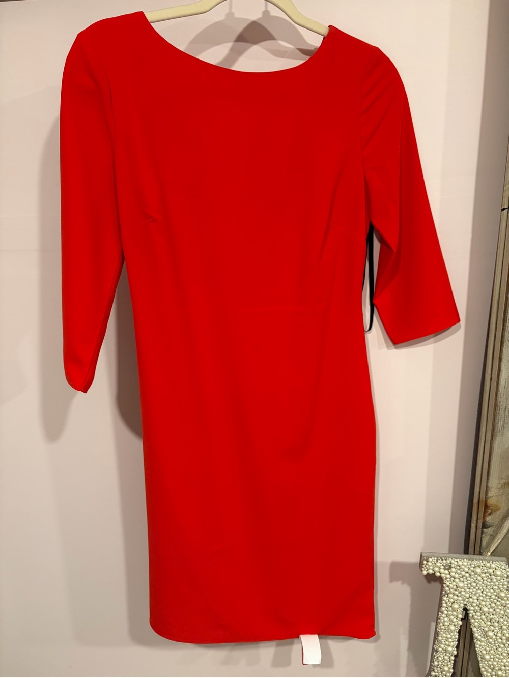 Halston Heritage Red Long-Sleeve Sheath Dress